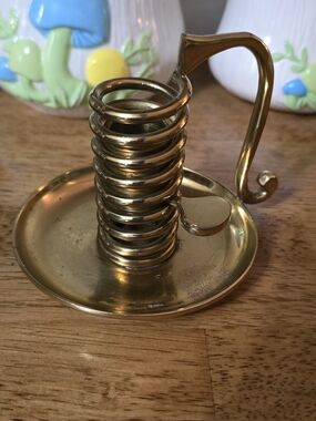 Brass Spiral Chamberstick Candle Holder - Gold Finish